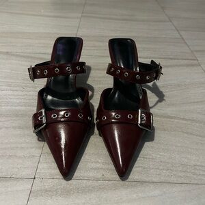 Burgundy kitten heel